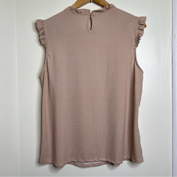 Adrianna Papell Micro dot Blouse Top ruffles smocked No Size Tag (Approx Large) - Picture 4 of 9